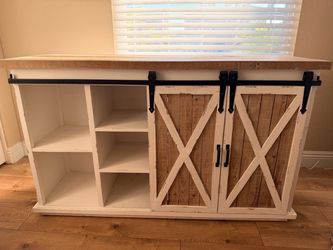 (Price Negotiable) Rustic Farmhouse Barn Door TV Stand / Media Console Buffet