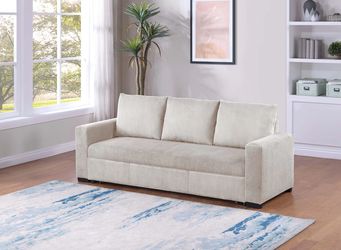 Brand new biege or gray corduroy sofa pullout (Pull-Out Bed: 85" x 57" x 33"H)