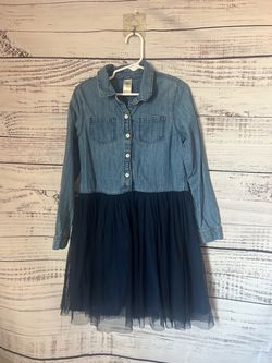 OshKosh B'gosh Blue Denim top with Navy Tulle Skirt Dress size 7