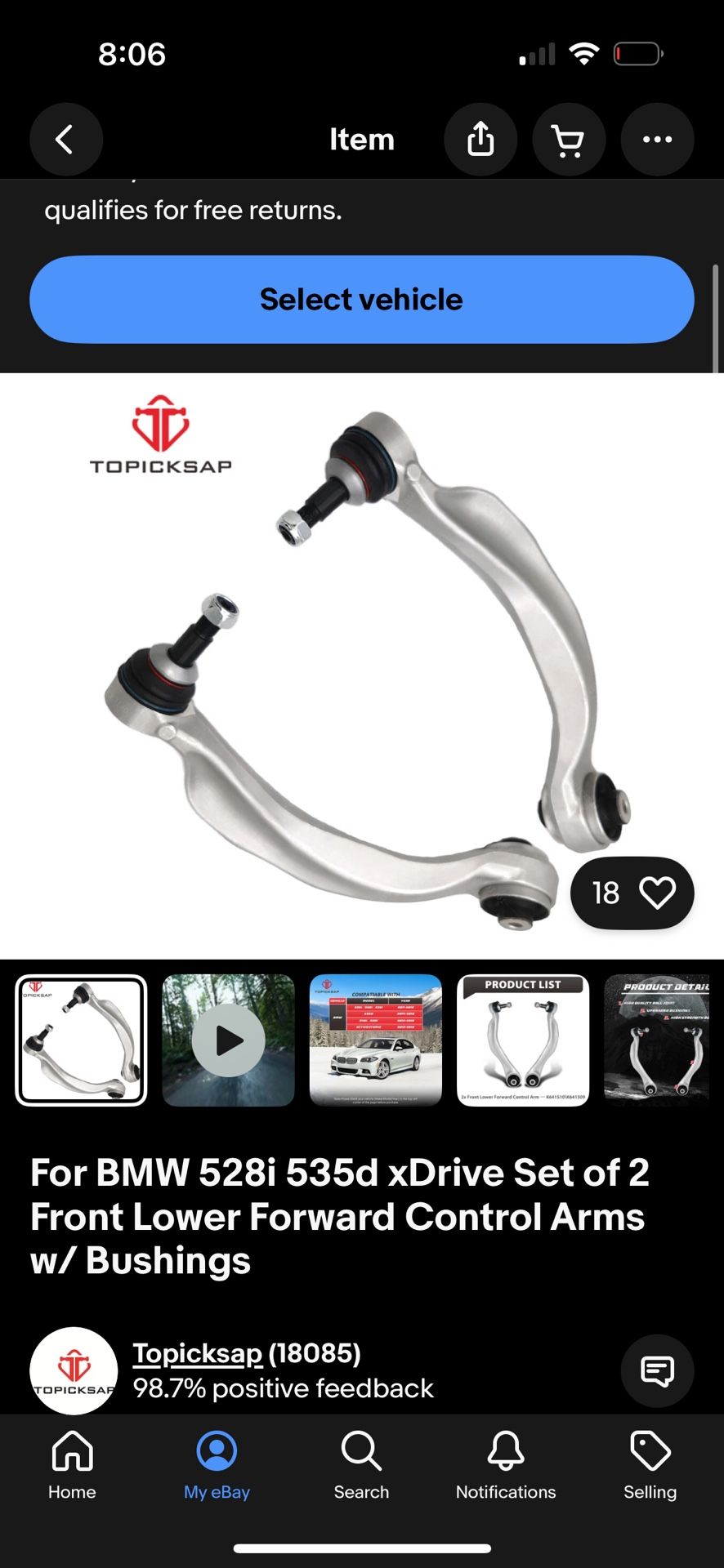 2015 Bmw 528.   Control Arm An Bushings