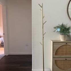 Modern Gold Coat Rack with Marble Base