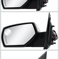 Driver Left Side Door Mirror Power and Heated Glass with Turn Signal Arrow with Menory and Chrome Back Cover Power Folding for 2014-2019 Chevrolet Sil