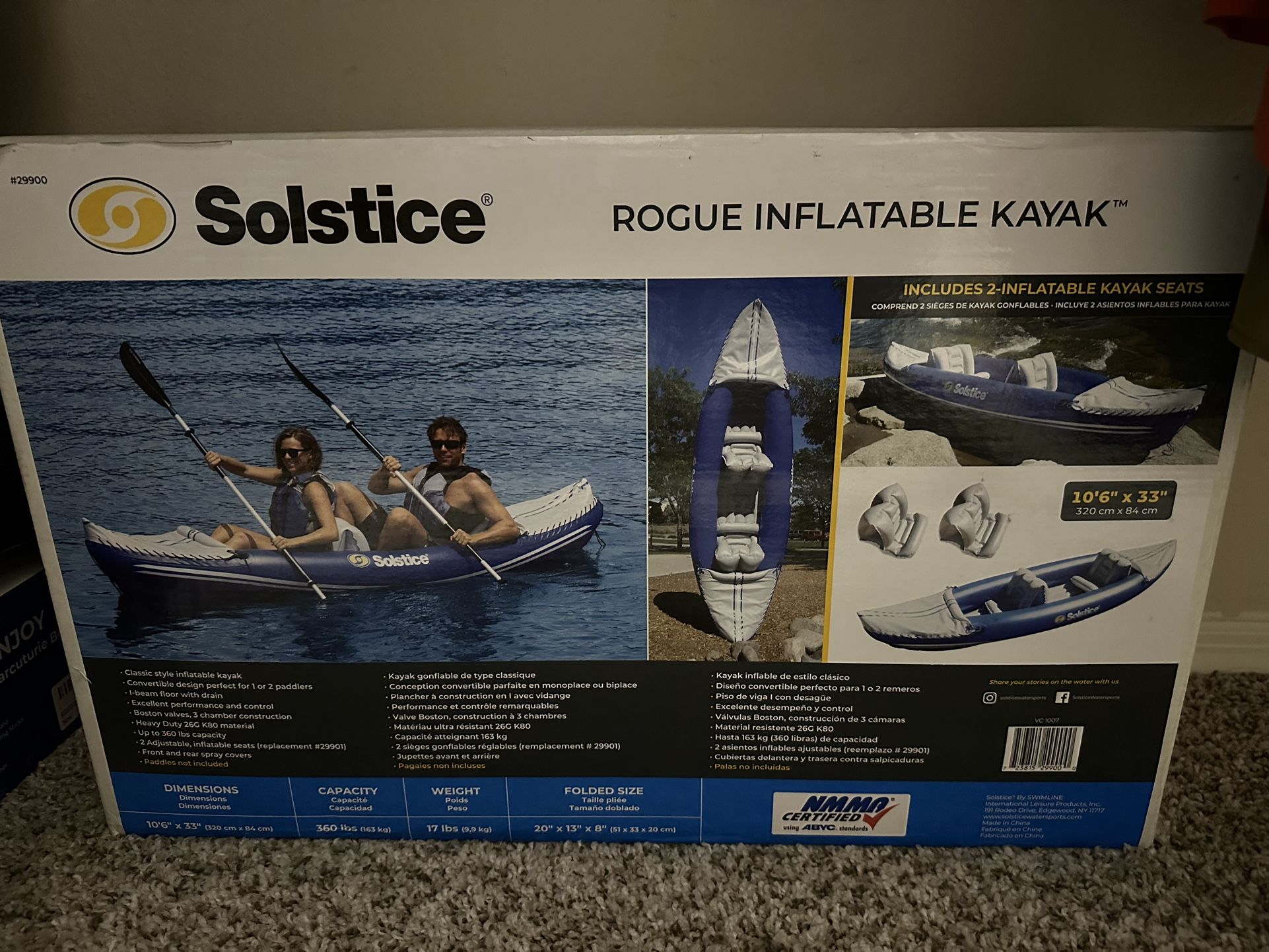 Solstice Inflatable 2 Person Convertible Sporting Kayak