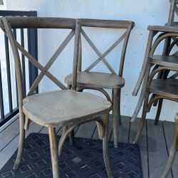 6  Cross back Wooden Chairs