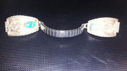 Sterling SILVER n turquoise watch band