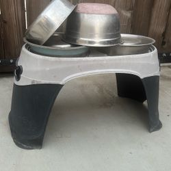 Dog plates holder with 4 bowls