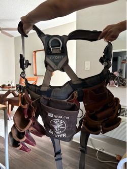 Leather Occidental Tool Bags with ExoFit safety harness. Can sell bags / harness separately