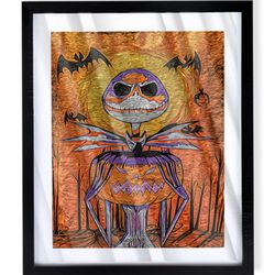 The Nightmare before Christmas Jack Skellington With orange art piece on black frame