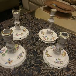 Herend Rare Queen Elizabeth Candle Sticks 