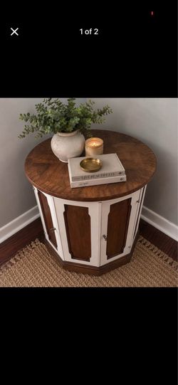 Refinished Vintage Solid Wood Corner Cabinet - Hand Painted - Side Table - Storage Cabinet