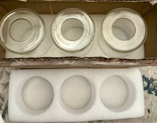 Set of 3 Clear Glass Cylinder Lamp Shades