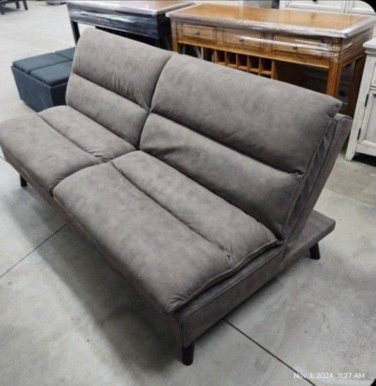 Gray Fabric Sofa Futon Bed (New)