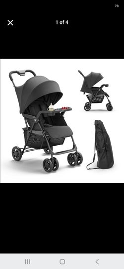 Lightweight Umbrella Stroller, Travel Stroller with Near-Flat Recline & Snack Tray