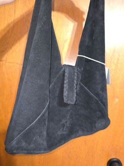 Haute Hippie Black Genuine Suede Triangle Hobo Bag NWT