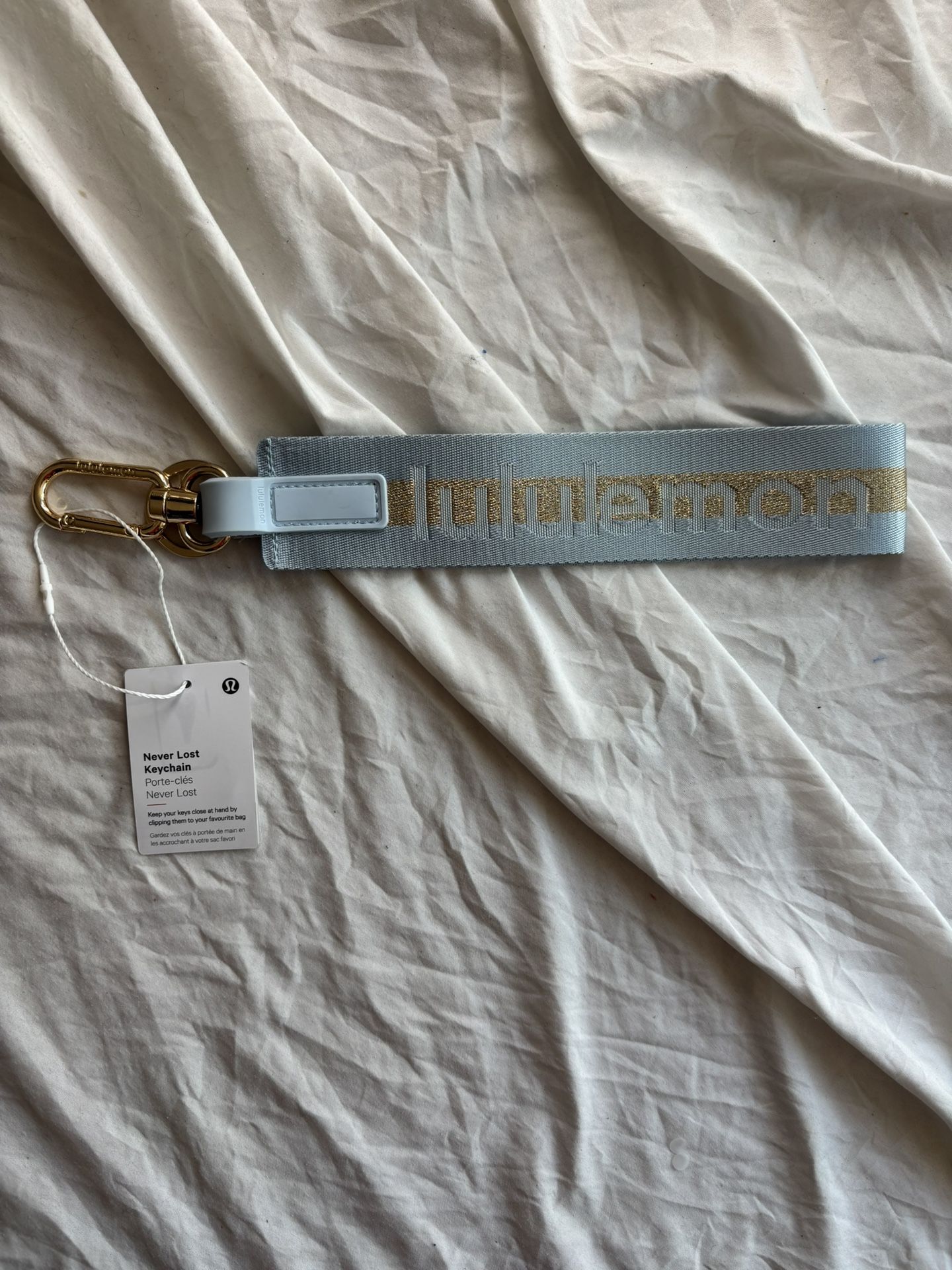 Lululemon Never Lost Keychain Light Baby Blue And Gold
