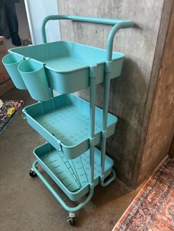 3-Tier Rolling Utility Cart with Dividers & Hanging Cups