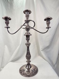 1847 Rogers Bros Silverplate 3-Arm Candelabra – Ornate Vintage Table Centerpiece