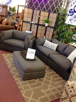 🇺🇸Furniture Sale!🇺🇸 Brand New 3PC Gray Sofa Chair and Ottoman! $50 Down Takes It Home Today!