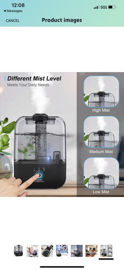 Cool Mist Humidifier, Ultrasonic Air Humidifiers for Bedroom Babies Home, 4.5L Large Top Fill Desk Humidifiers with Three Mist Modes, 360° Nozzle, Aut Thumbnail