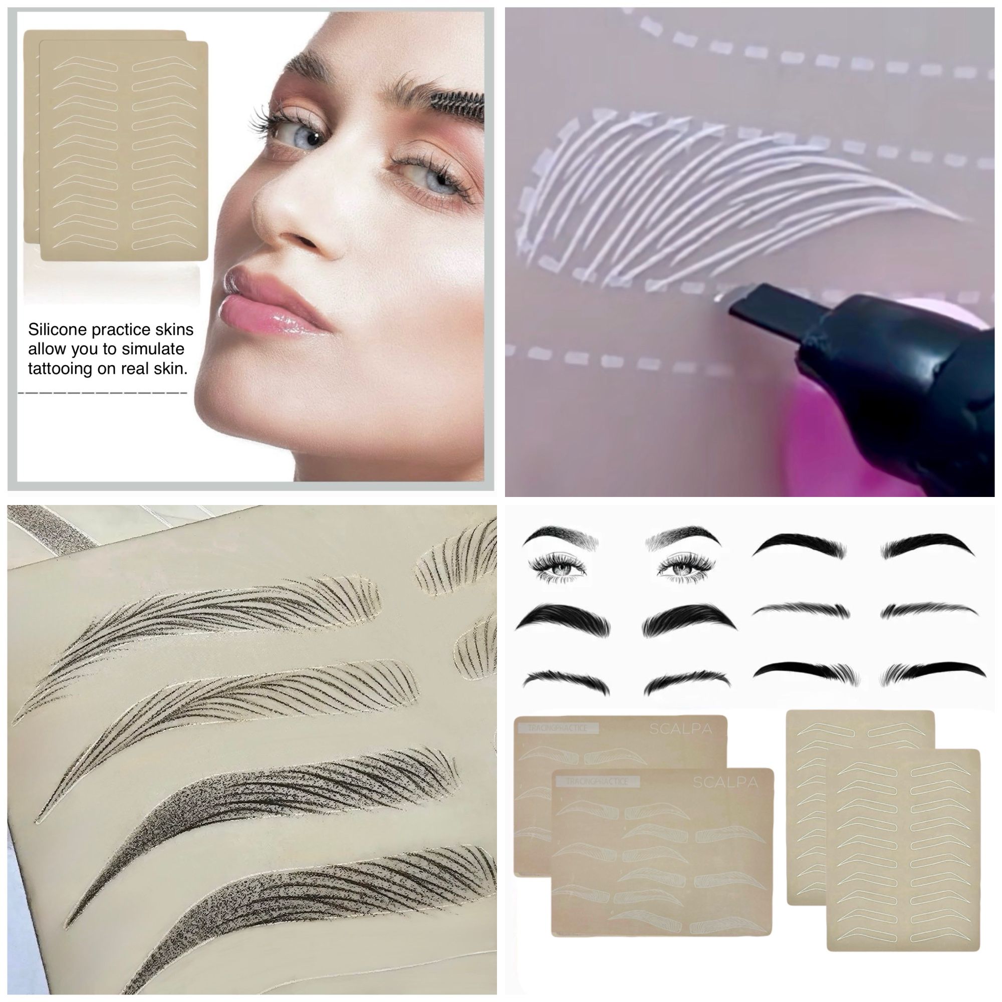 5 PCs Double Sided Microblade Nano Powder Brow PMU Makeup Practice Skins