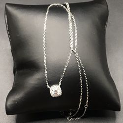 925 Sterling Silver 0.50CT MOISSANITE Halo Round Pendant Necklace Size 18”