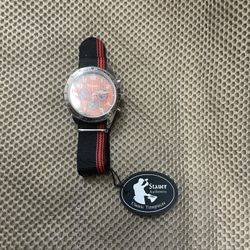 Stauer "Speedway" Multi-function Watch Red & Black Dial NATO Style Strap