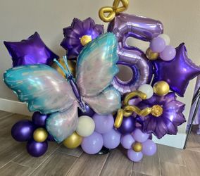 Birthday Marquee Balloon Bouquet Balloons Purple Butterfly Girls Boys