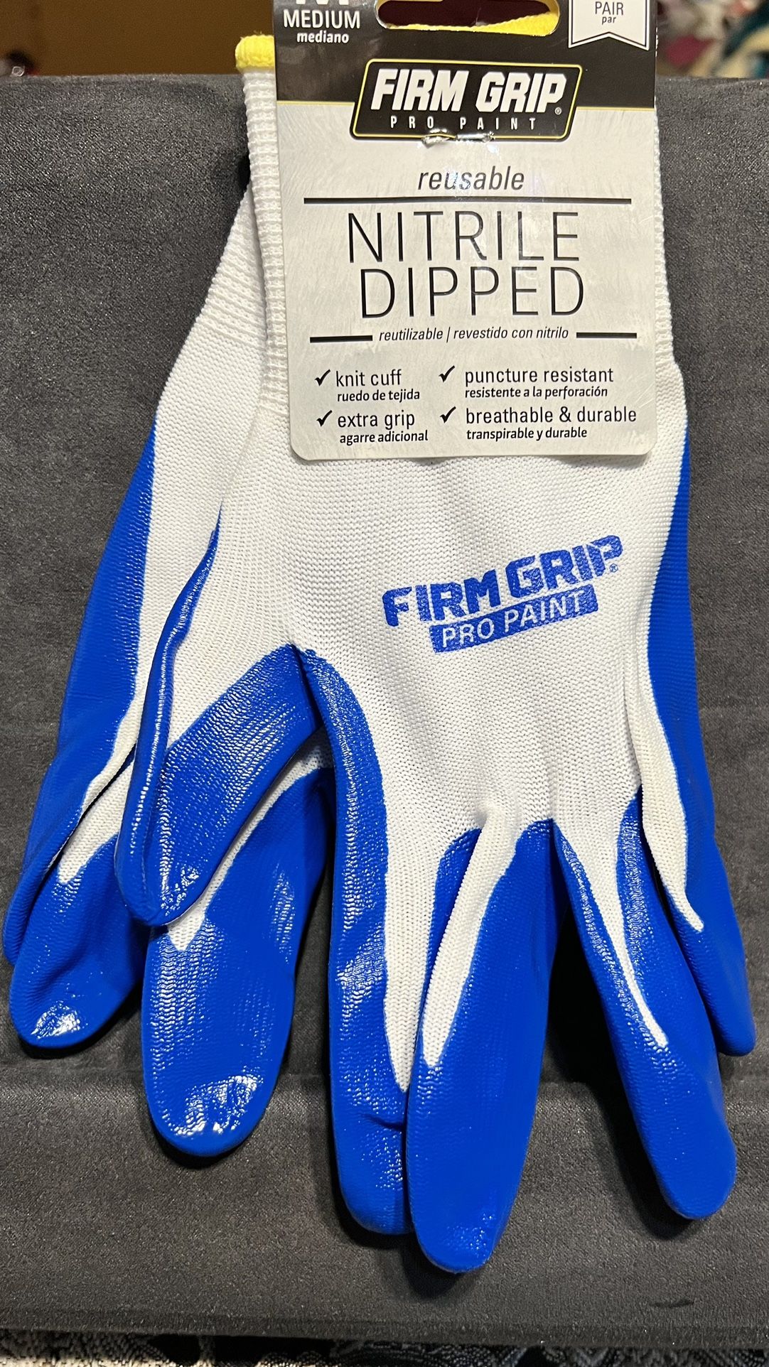Firm Grip Pro Paint Reusable Nitrile Dipped Gloves Size Medium Or Large Available *NEW WITH TAGS*