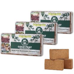 Coco Coir Bricks Compressed Coconut Fiber Grow Medium Garden Coir Plant Soil Coco Peat ( 3pcs)