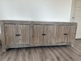 Large Rustic Wood Sideboard/Buffet – 6 Doors – $350