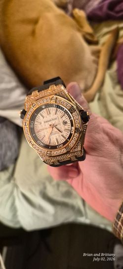 Audemar piguet rose gold with diamond white ceramic bezel