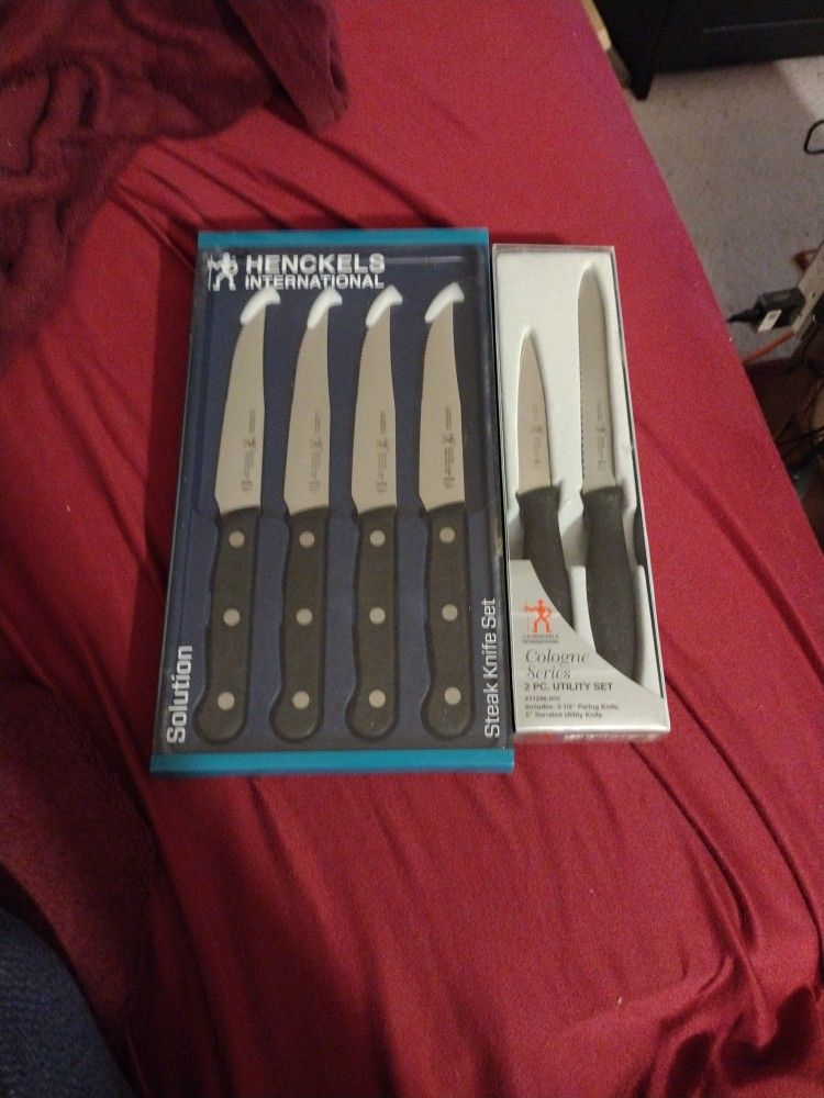 henckles new steak knives and 2pc utility set