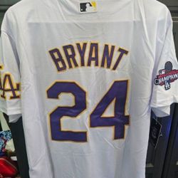 New Kobe Bryant Dodgers Jersey With 2024  WS Patch,Tages! Stitched!!,L,XL. #8 on front #24 on back!!