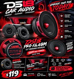 DS18 PRO-X6.4BM 6.5" Midrange Car Speakers