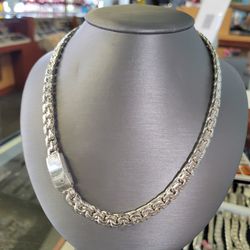 925 Sterling Silver Chino Link Closed Chain 22" Solid Chain 925 Plata Tejido Chino Link Cerrado Cadena Solida 