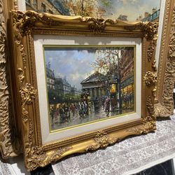 Beautiful Framed French Impressionist Oil Painting