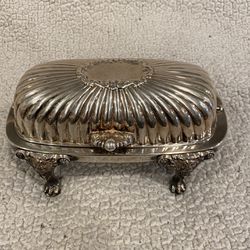 FB Rogers silver domed Victorian style rolltop butter dish