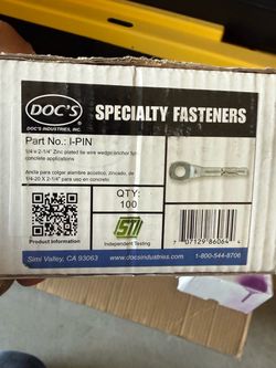 Doc’s Specialty Fastner 1/4” x 2-1/4” I Pin Wedge Anchor