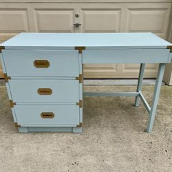 Drexel Mid-Century Modern Desk (Solid Wood) Painted Light Blue