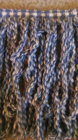 Blue and white upholstery fringe trim