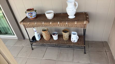 OLD WICKER TABLE