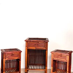 Bamboo Nightstand Set – Boho / Vintage Style 