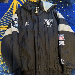 Vintage 90s Oakland Raiders Pro Line Authentic NFL Full Zip Hooded Jacket Sz L
