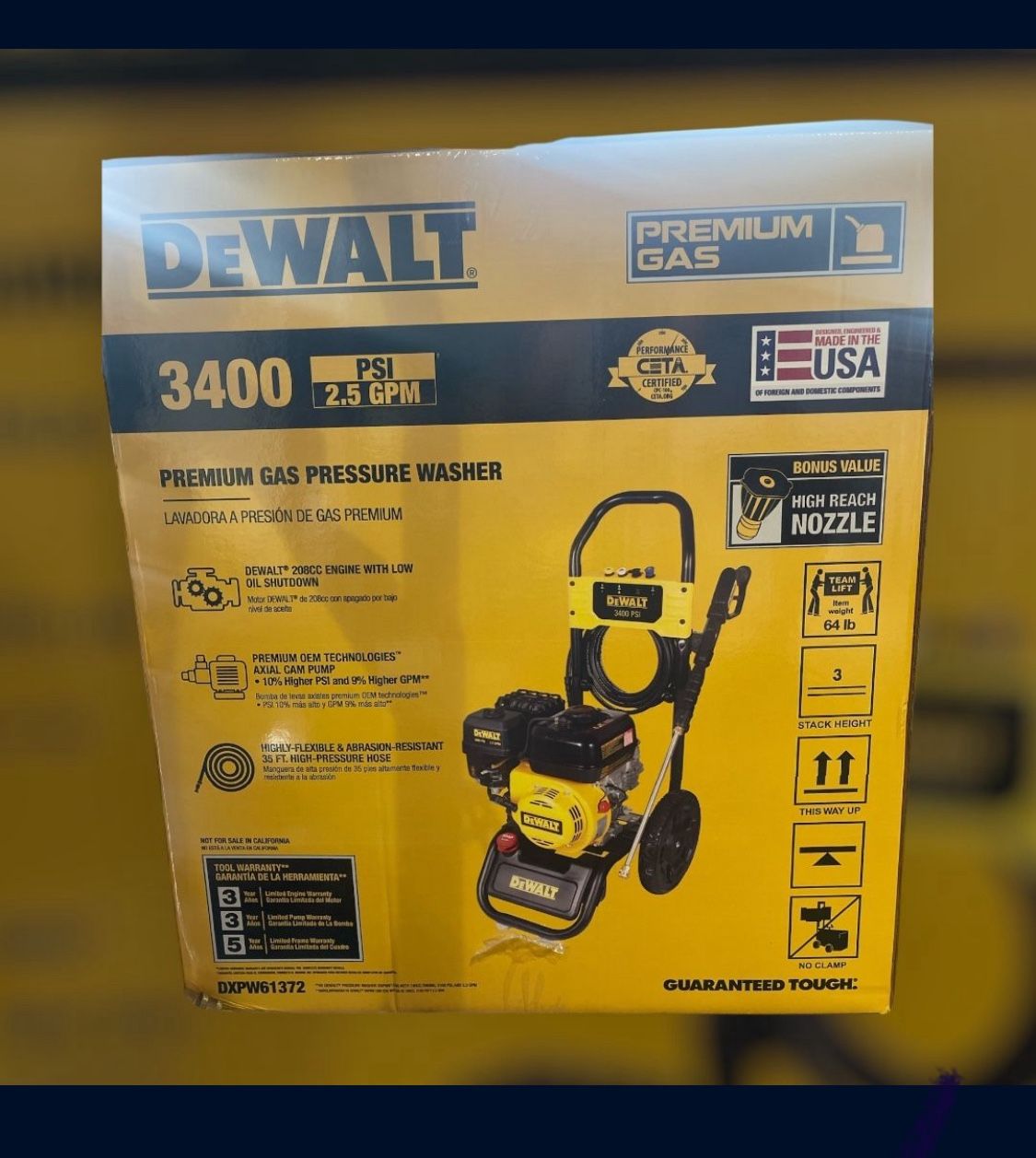 DEWALT 3400 Pressure Washer  DXPW61372
