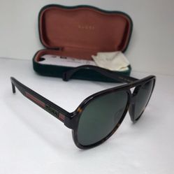 💯 Original Gucci GG0463S Men's Aviator Sunglasses, Brown/Green