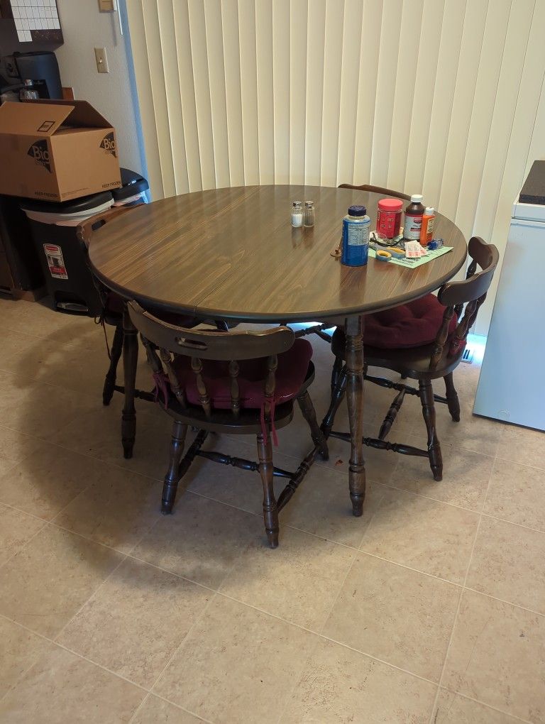 Old Dark Wooden Dining Table