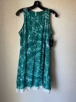 Robert Louis Green Tropical Print Sleeveless Dress