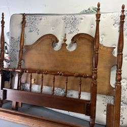 Queen Wood Bedframe and Mattress