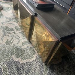 Vintage Brass Inlay Coffee Table 