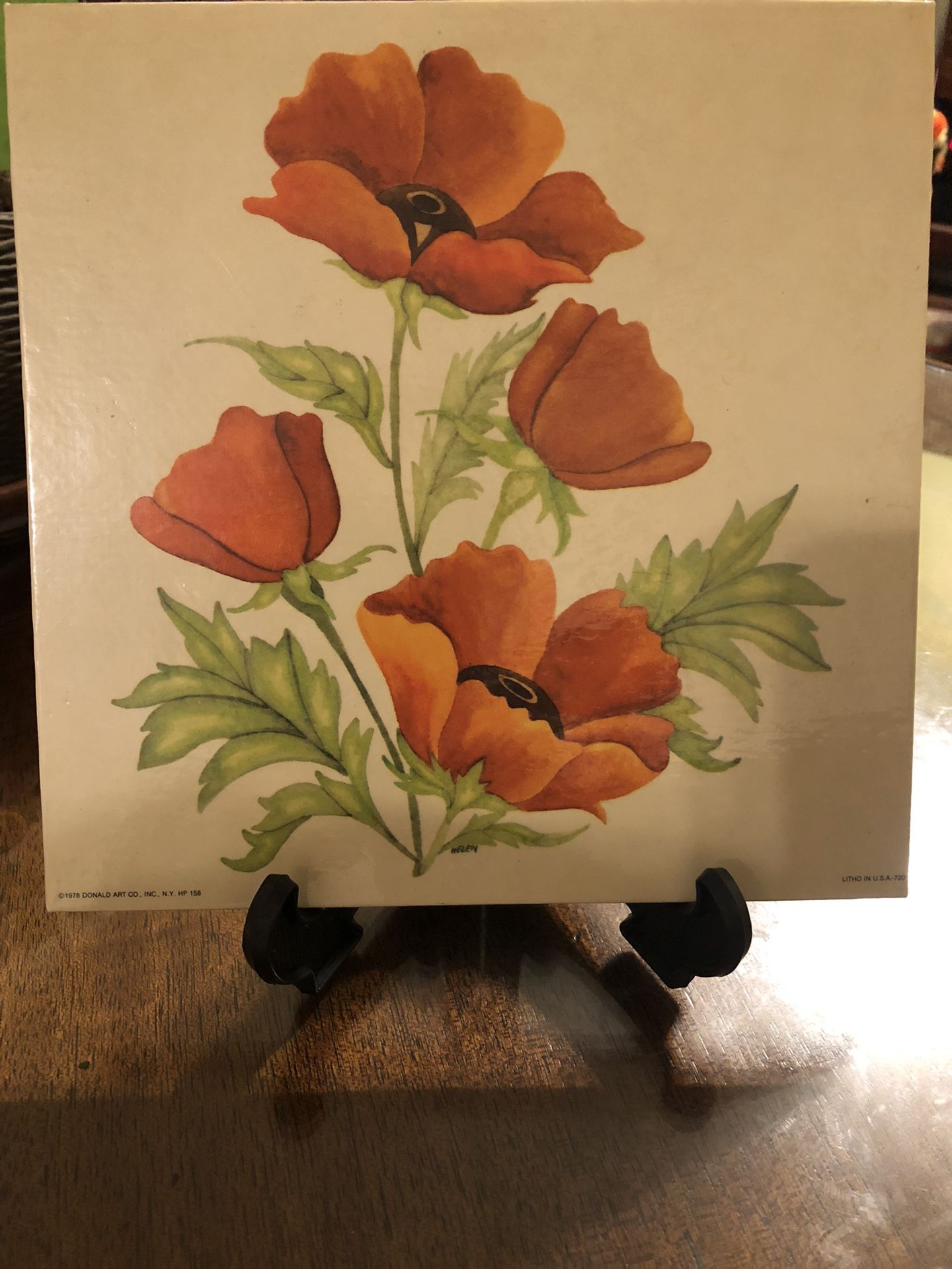 Vintage Litho In USA 1978 Donald Art Co Print Poppies 